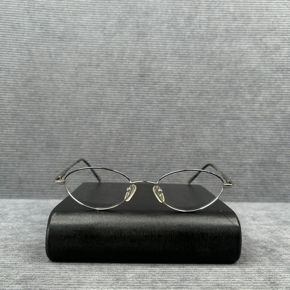 Vintage Oval Metal Eyeglass Frames D.Blue Silver VP-103 52-19-140